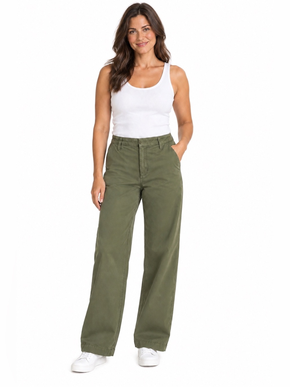 GAP 82% cotton 18% lyocell high waist wide leg pants women's size 12 tall fit